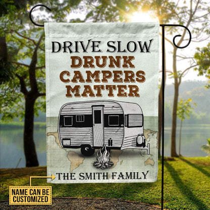Personalized Camping Map Drive Slow Customized Flag