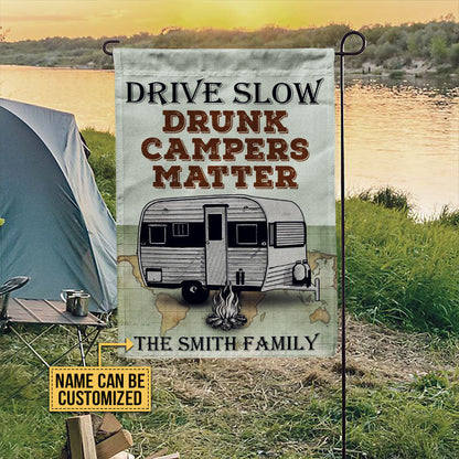 Personalized Camping Map Drive Slow Customized Flag