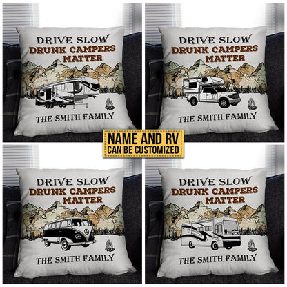 Personalized Camping Map Drunk Matter Customized Pillow