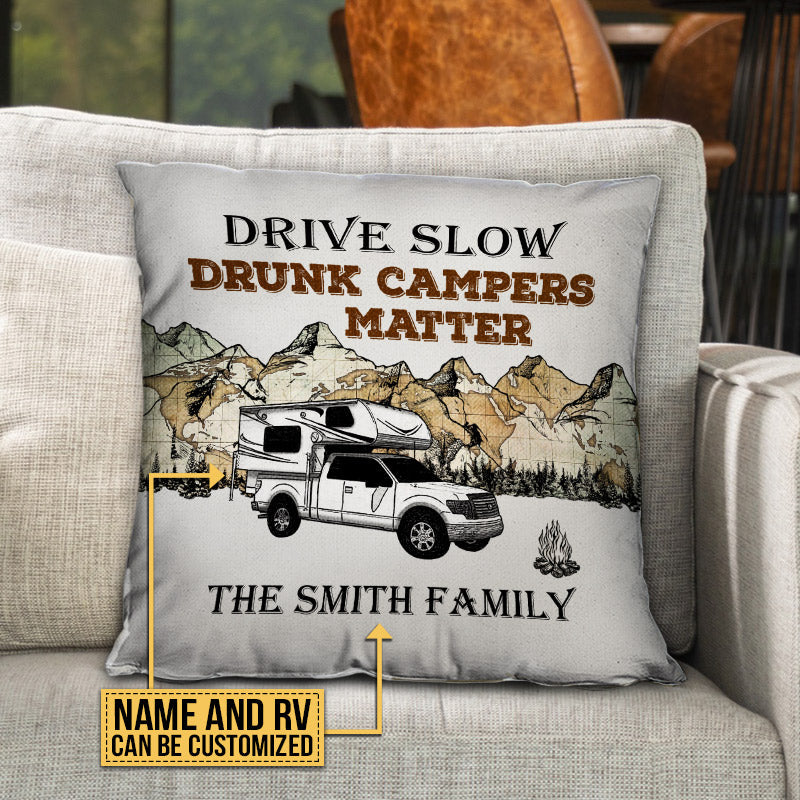 Personalized Camping Map Drunk Matter Customized Pillow