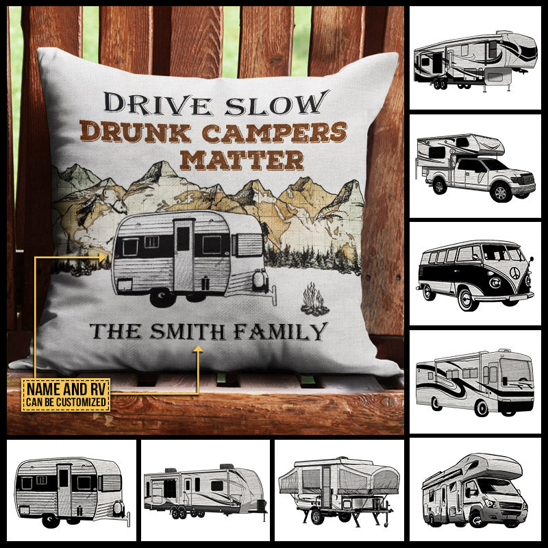 Personalized Camping Map Drunk Matter Customized Pillow