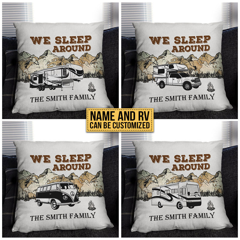 Personalized Camping Map We Sleep Around Customized Pillow