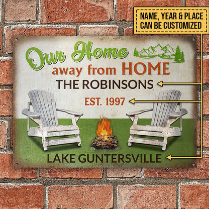 Personalized Camping Our Home Away Customized Classic Metal Signs