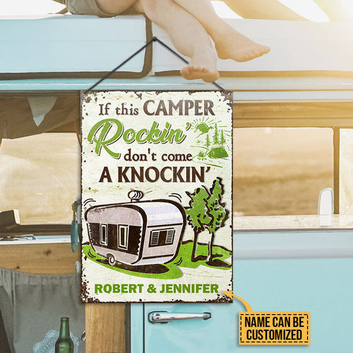 Personalized Camping Rockin Come Knockin Customized Classic Metal Signs