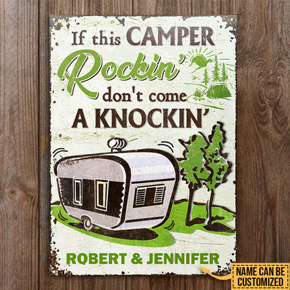 Personalized Camping Rockin Come Knockin Customized Classic Metal Signs