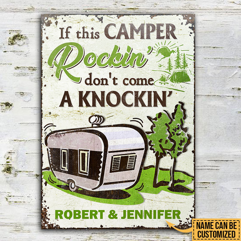 Personalized Camping Rockin Come Knockin Customized Classic Metal Signs