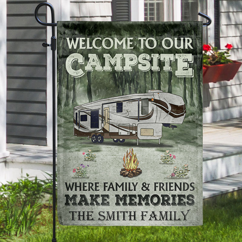 Personalized Camping Welcome To Our Campsite Custom RV Customized Flag