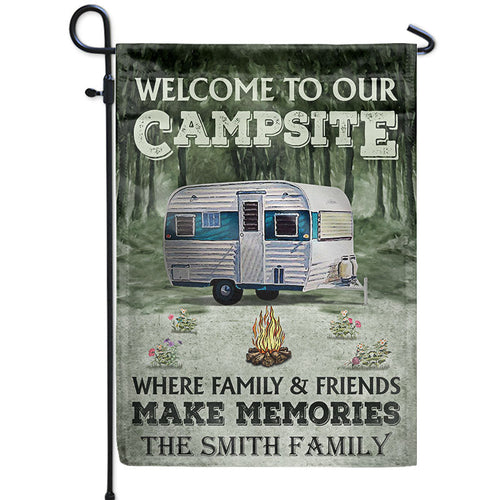 Personalized Camping Welcome To Our Campsite Custom RV Customized Flag
