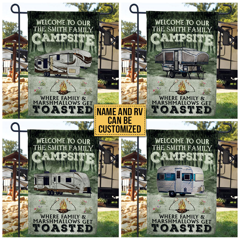 Personalized Camping Where Friends & Marshmallows Custom RV Customized Flag