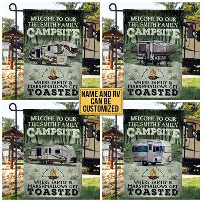 Personalized Camping Where Friends & Marshmallows Custom RV Customized Flag