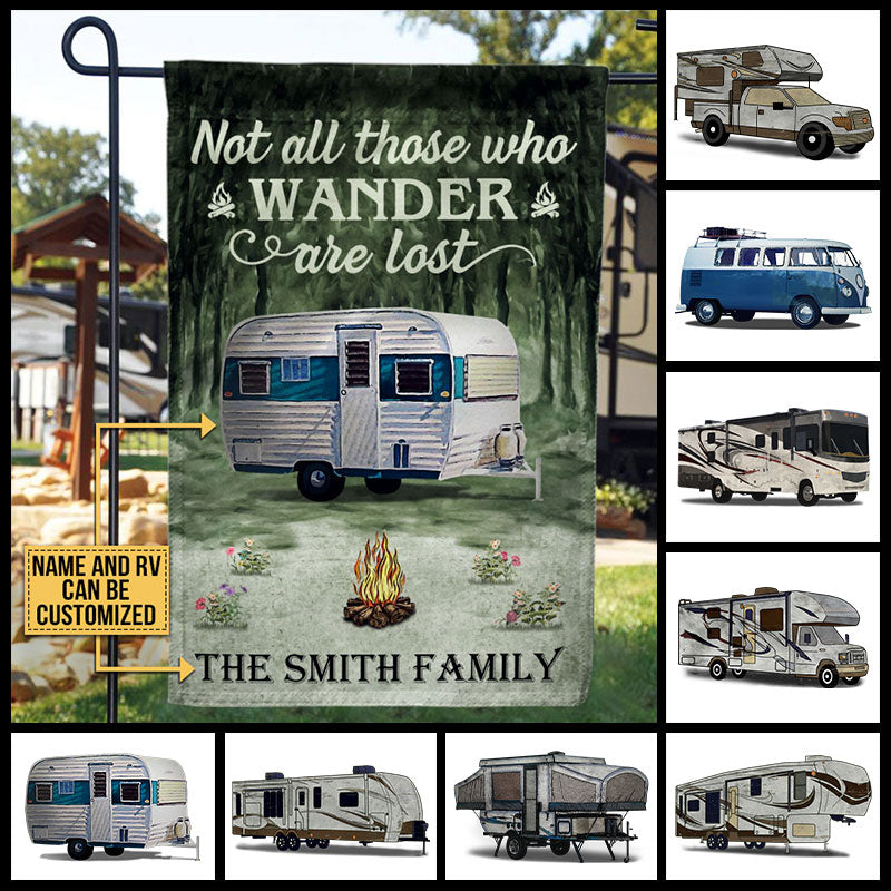 Personalized Camping Who Wander Are Lost Customized Flag