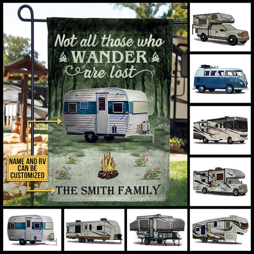 Personalized Camping Who Wander Are Lost Customized Flag