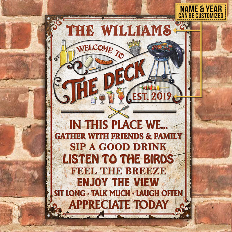 Personalized Deck Grilling Red Gather With Friends Custom Classic Metal Signs