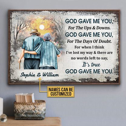 Personalized Family Old Couple God Gave Me You Custom Poster