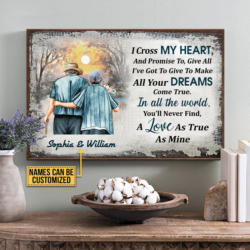 Personalized Family Old Couple I Cross My Heart Custom Poster