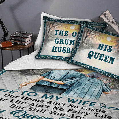 Personalized Family Old Couple Our Home Ain't No Castle Customized Quilt Bedding