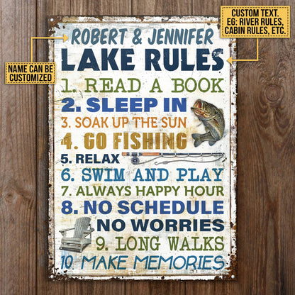 Personalized Fishing 10 Lake Rules Customized Classic Metal Signs