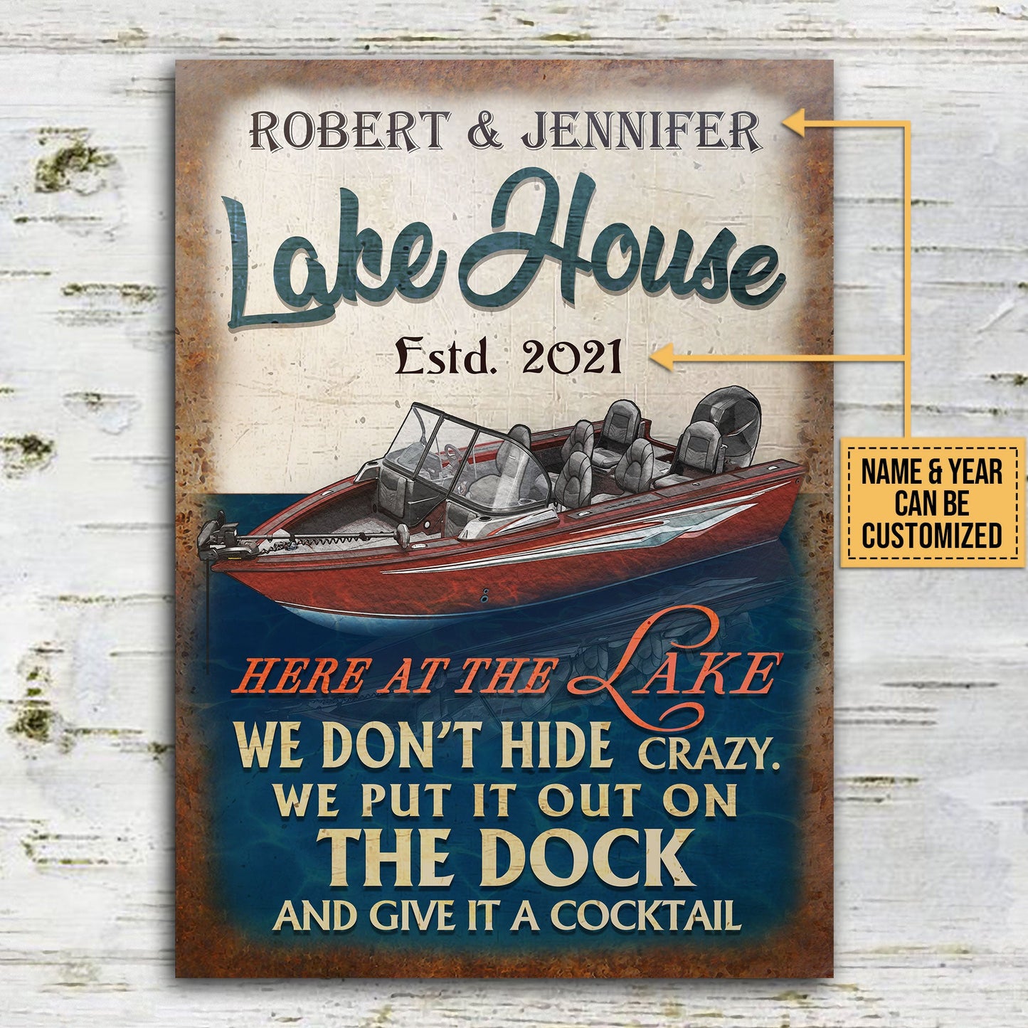 Personalized Fishing Boat Lake Crazy Customized Classic Metal Signs