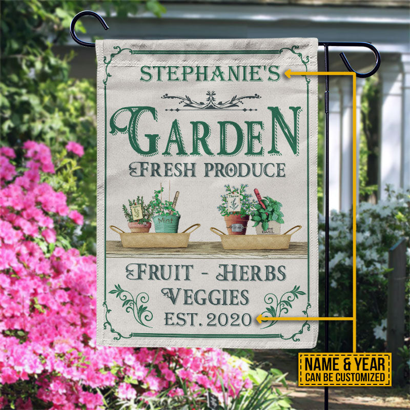 Personalized Garden Fresh Produce Fruits Herbs Veggies Customized Flag