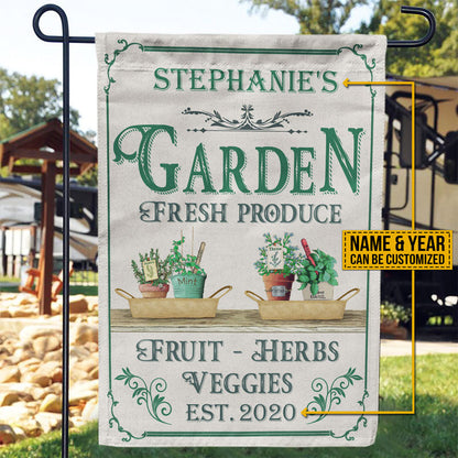 Personalized Garden Fresh Produce Fruits Herbs Veggies Customized Flag