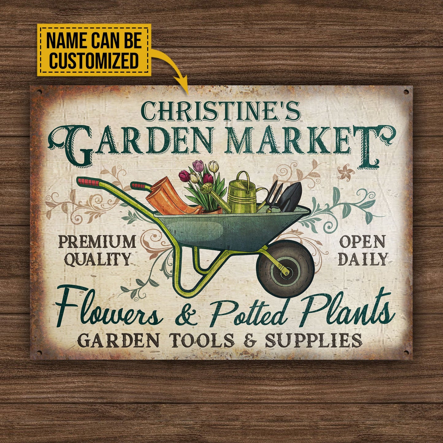 Personalized Garden Market Customized Classic Metal Signs