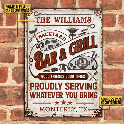 Personalized Grilling Good Friends Proudly Customized Classic Metal Signs