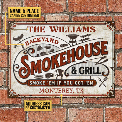 Personalized Grilling Smoke 'Em Customized Classic Metal Signs