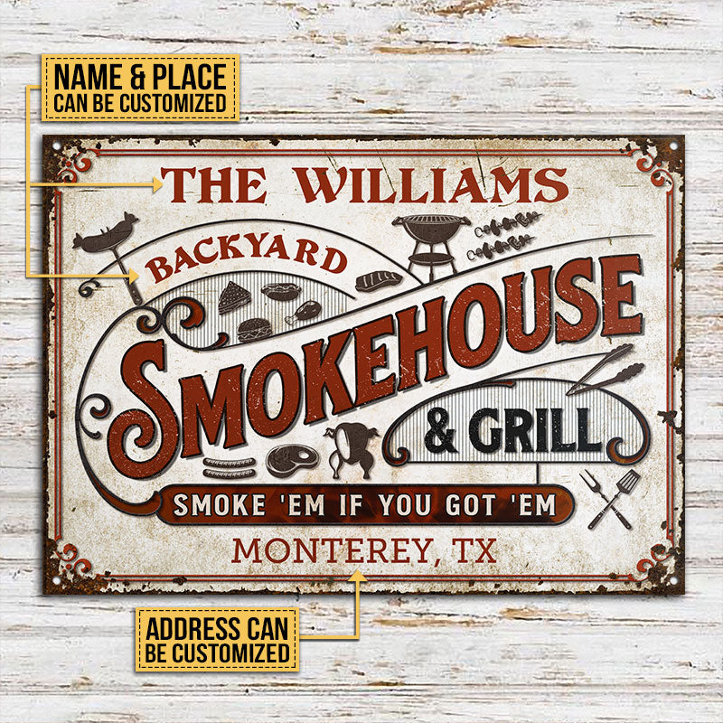 Personalized Grilling Smoke 'Em Customized Classic Metal Signs
