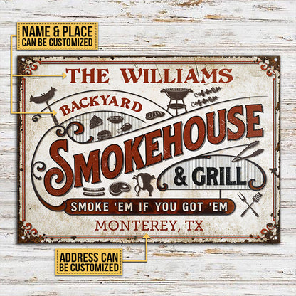 Personalized Grilling Smoke 'Em Customized Classic Metal Signs