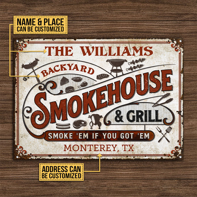 Personalized Grilling Smoke 'Em Customized Classic Metal Signs