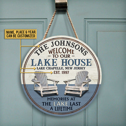 Personalized Lake Memories At The Lake Customized Wood Circle Sign