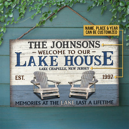 Personalized Lake Memories At The Lake Customized Wood Rectangle Sign