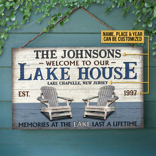 Personalized Lake Memories At The Lake Customized Wood Rectangle Sign
