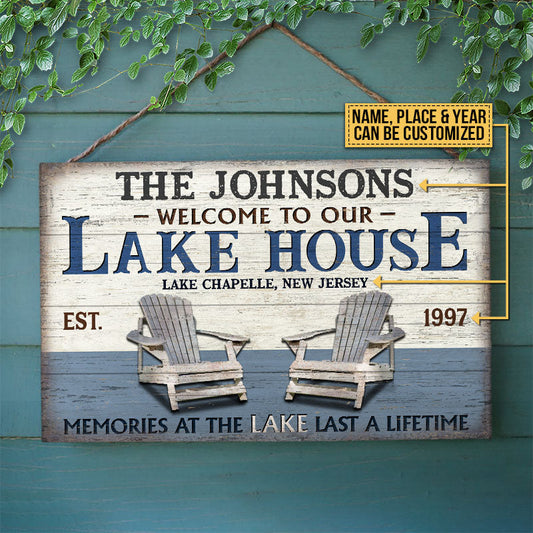 Personalized Lake Memories At The Lake Customized Wood Rectangle Sign