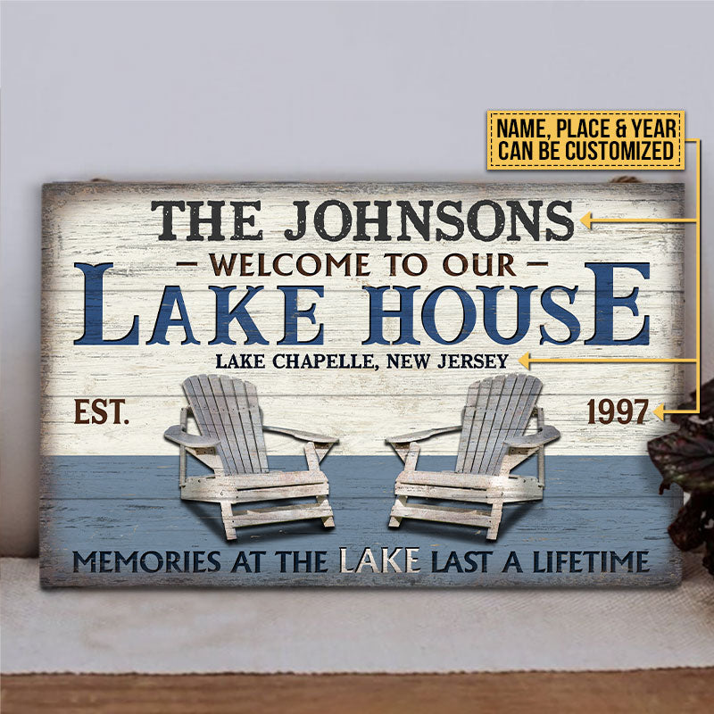 Personalized Lake Memories At The Lake Customized Wood Rectangle Sign