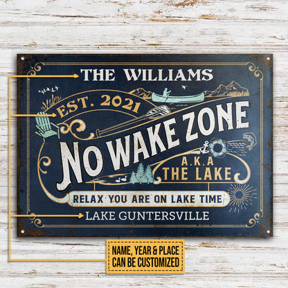 Personalized Lake No Wake Relax Customized Classic Metal Signs