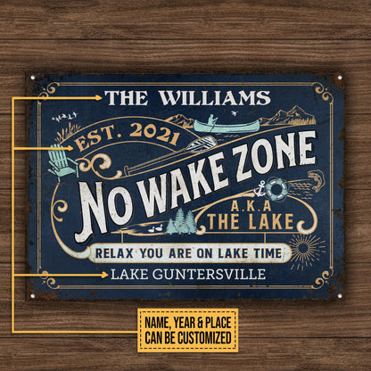 Personalized Lake No Wake Relax Customized Classic Metal Signs