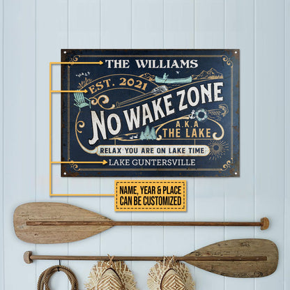Personalized Lake No Wake Relax Customized Classic Metal Signs