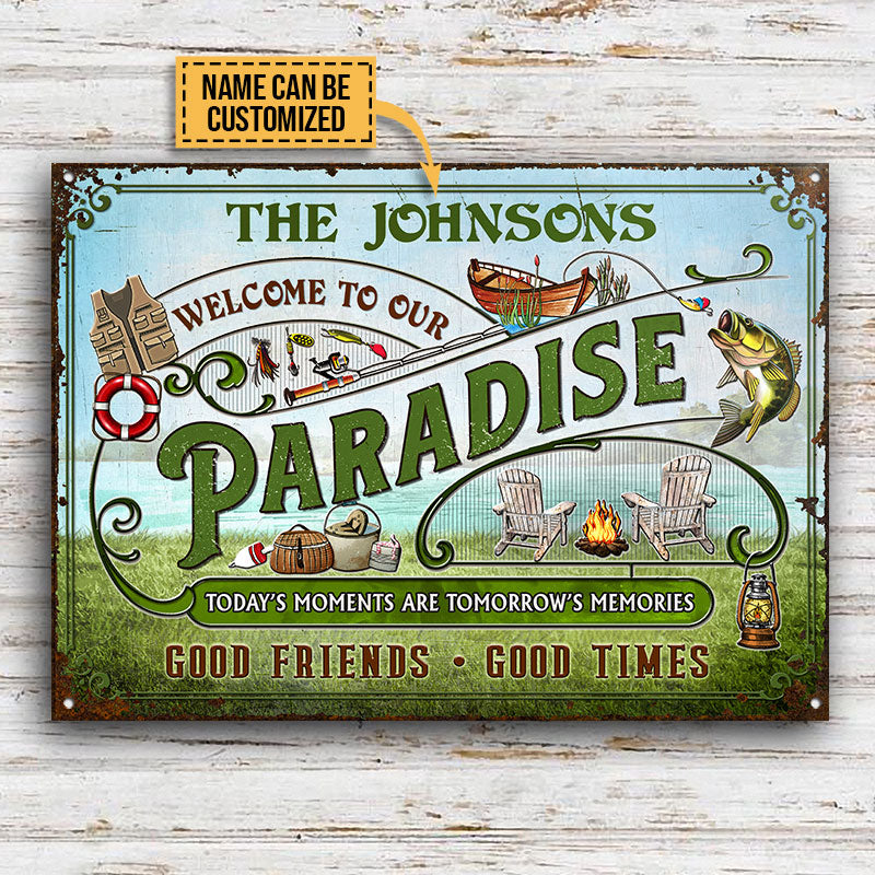 Personalized Lake Paradise Tomorrow's Memories Custom Classic Metal Signs