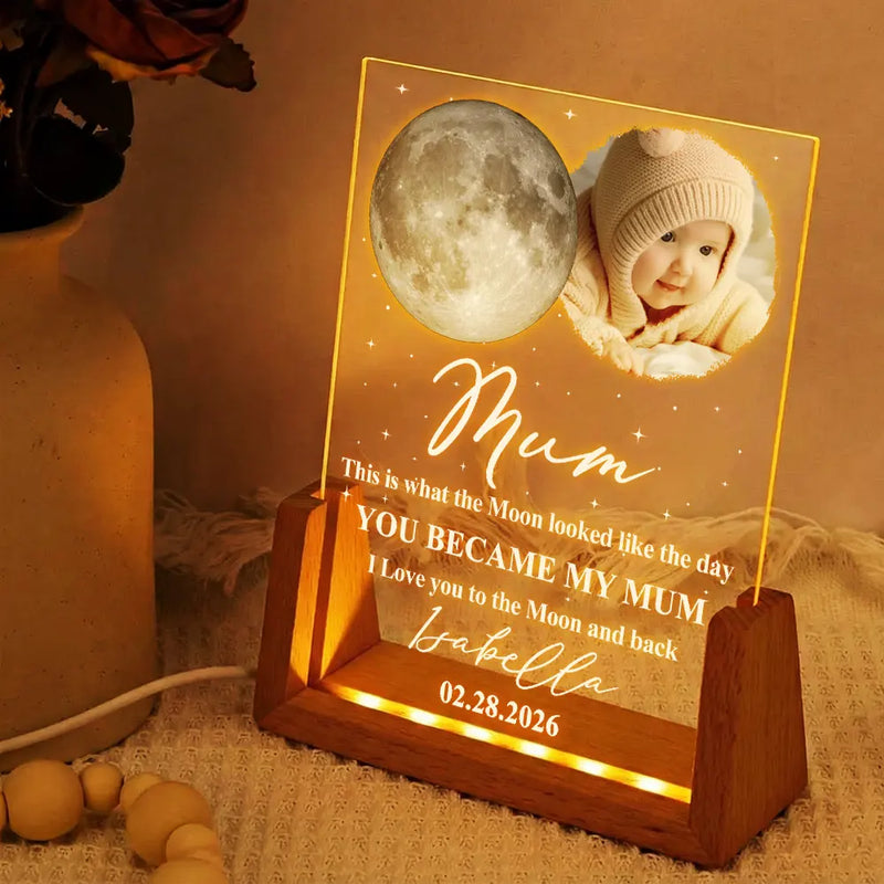 Moon Phase Custom Photo The Moon The Day You Became My Mom - Personalized Night Light