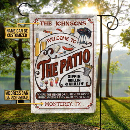 Personalized Patio Grilling Red Listen To The Good Music Sippin Custom Flag