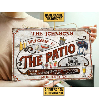 Personalized Patio Grilling Red Listen To The Good Music Sippin Custom Wood Rectangle Sign