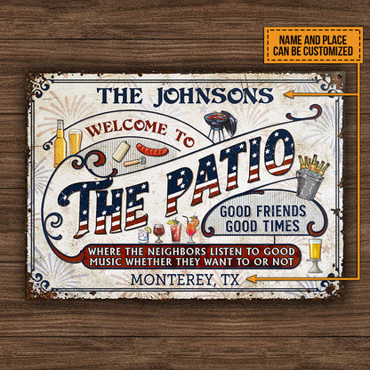 Personalized Patio Grilling Stars Stripes Listen To The Good Music Custom Classic Metal Signs