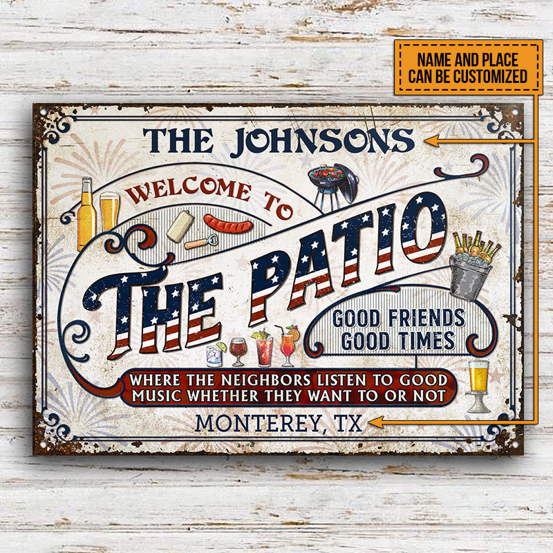 Personalized Patio Grilling Stars Stripes Listen To The Good Music Custom Classic Metal Signs