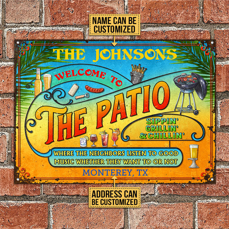 Personalized Patio Grilling Summer Listen To The Good Music Sippin Custom Classic Metal Signs