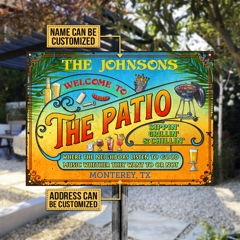 Personalized Patio Grilling Summer Listen To The Good Music Sippin Custom Classic Metal Signs