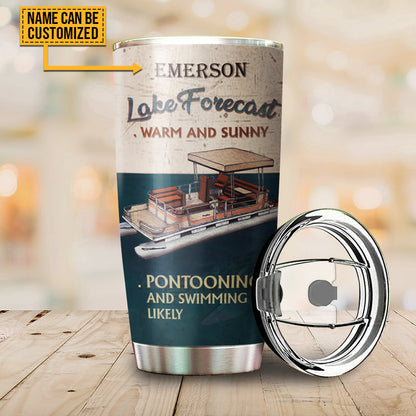 Personalized Pontooning Lake Forecast Warm And Sunny Customized Tumbler