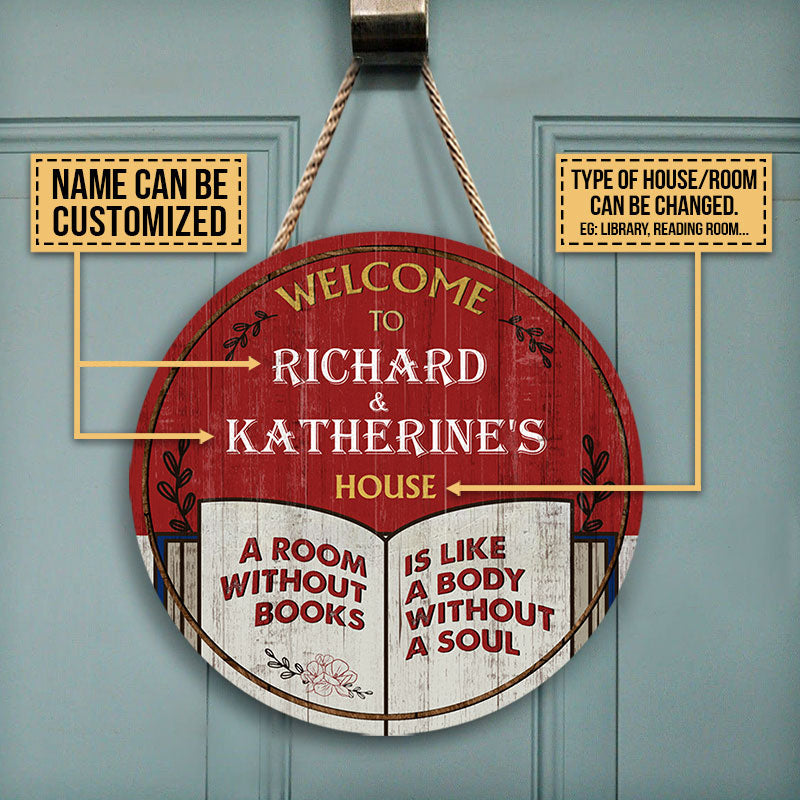 Personalized Reading A Room Customized Wood Circle Sign
