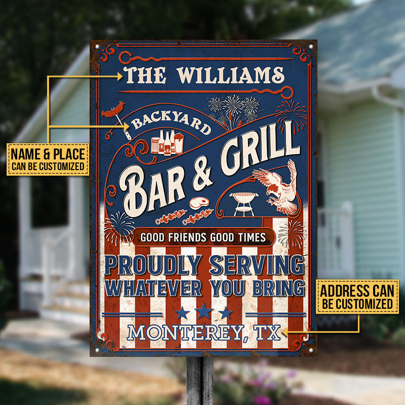 Personalized Stars & Stripes Grilling Proudly Custom Classic Metal Signs