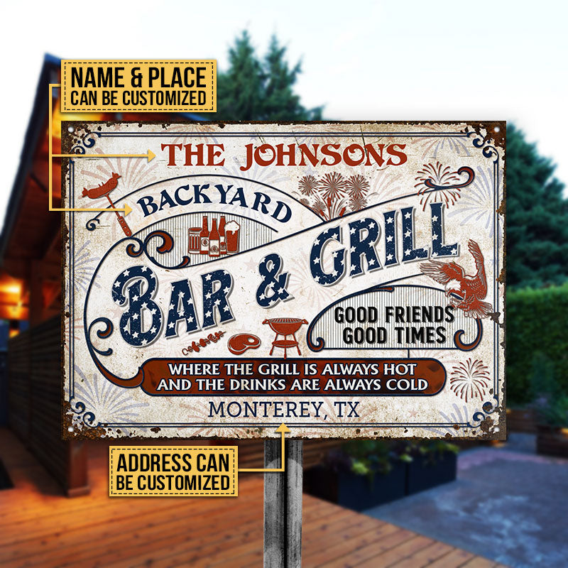 Personalized Stars & Stripes Grilling Where The Grill Custom Classic Metal Signs